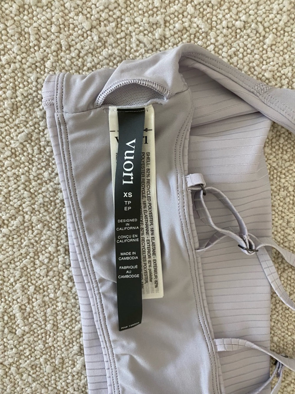 Vuori Inversion Rib Sports Bra and Leggings Matching Set 'Lavender Ice' XS - Picture 5 of 14
